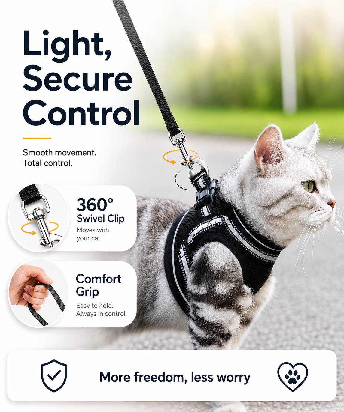 Cat Harness and Leash Set for Cats for Safe Night Walks