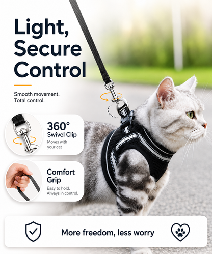 Cat Harness and Leash Set for Cats for Safe Night Walks