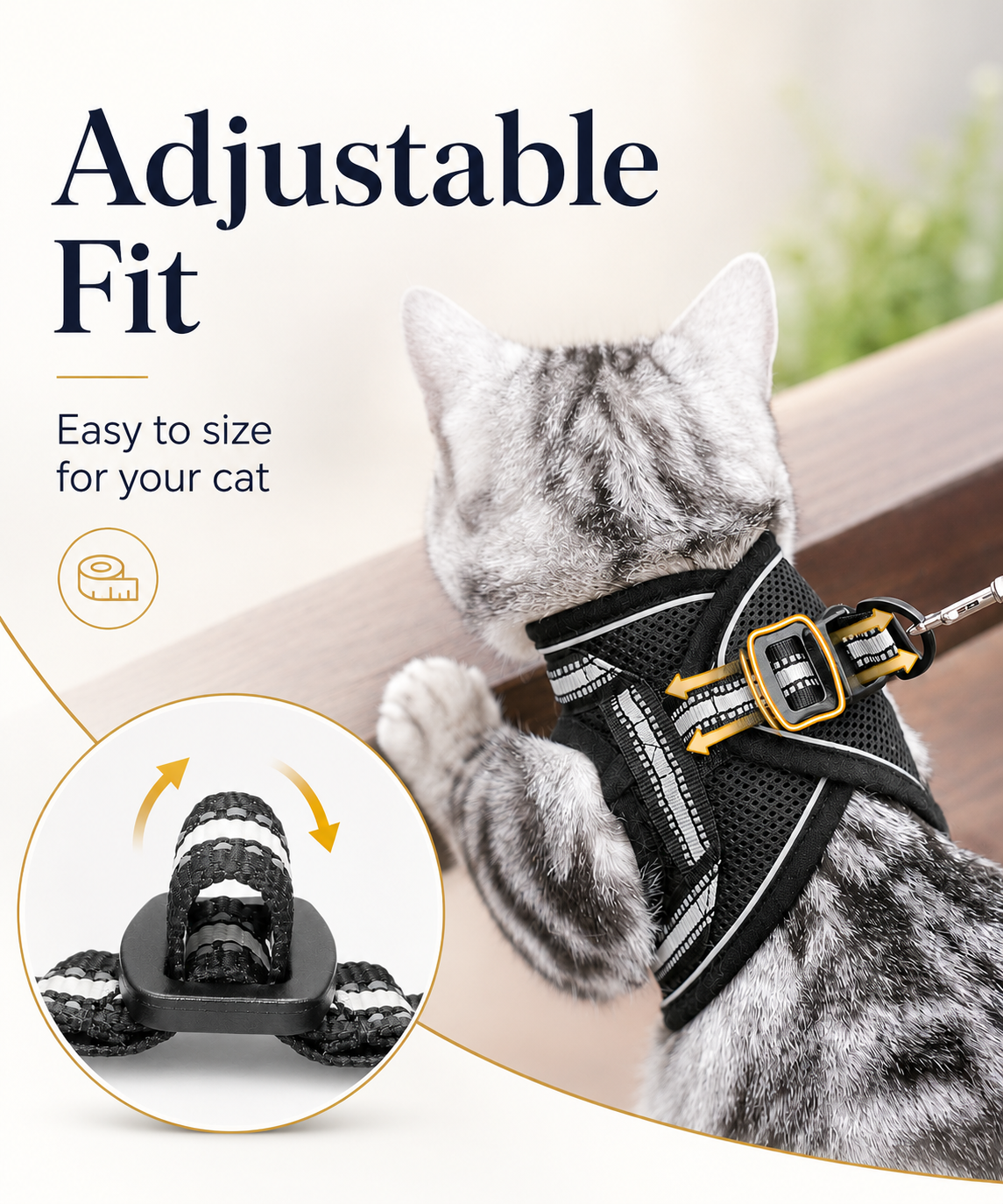 Cat Harness and Leash Set for Cats for Safe Night Walks