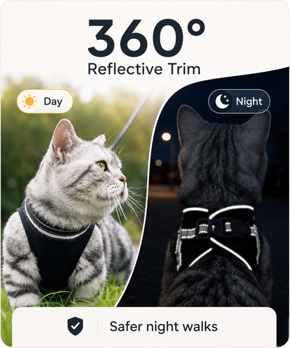 Cat Harness and Leash Set for Cats for Safe Night Walks