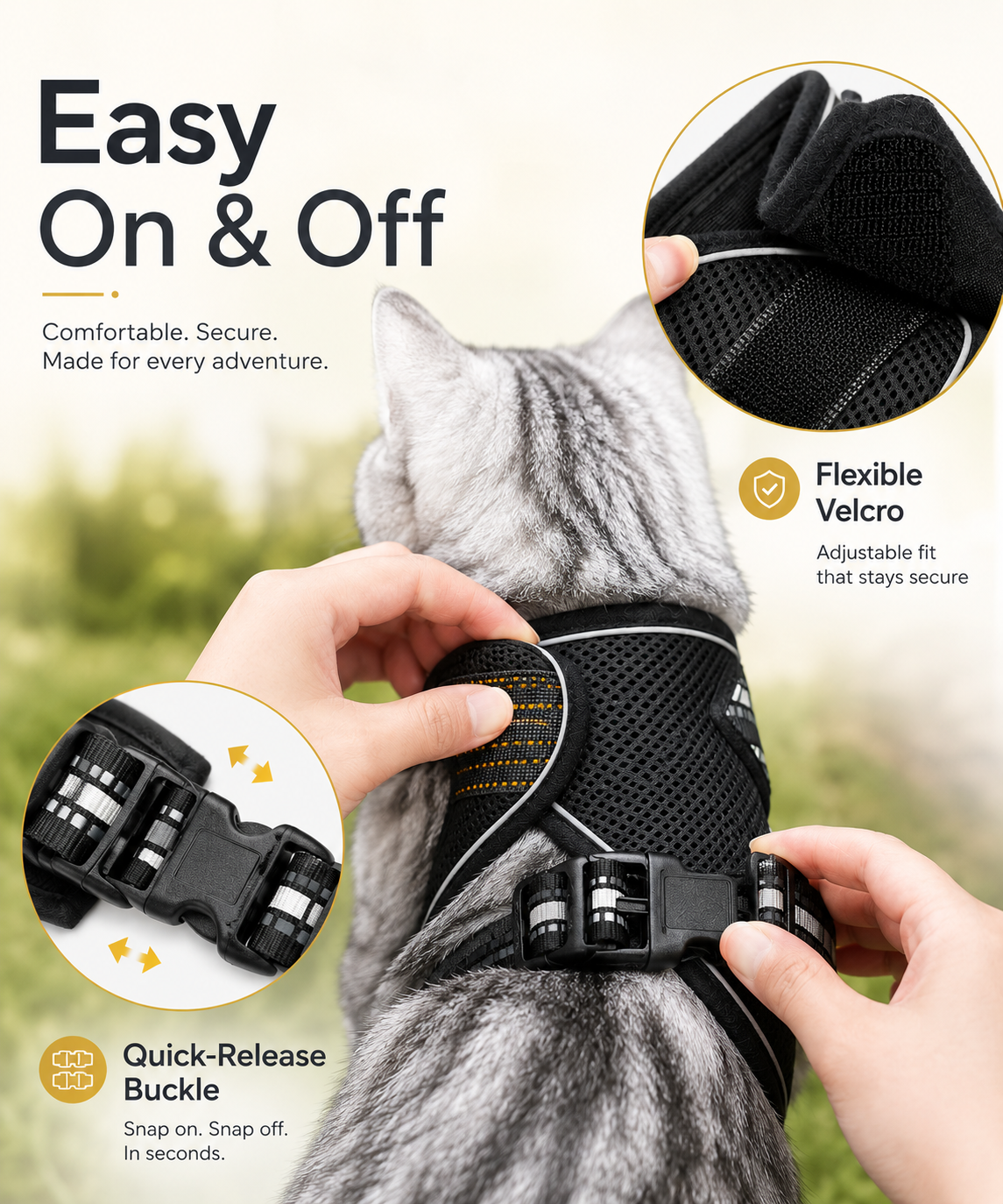 Cat Harness and Leash Set for Cats for Safe Night Walks