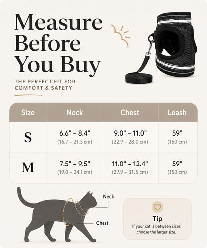Cat Harness and Leash Set for Cats for Safe Night Walks