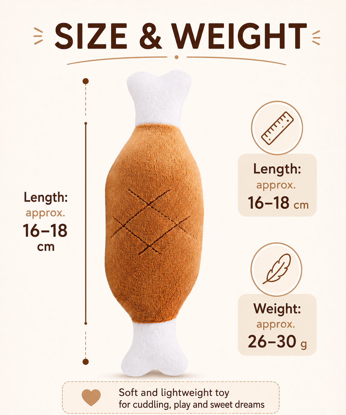 Squeaky Plush Chicken Leg Dog Toy | for Dogs & Cats | Durable Chewing & Photo Prop