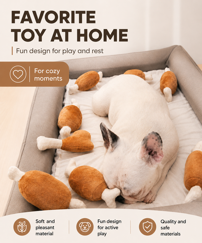 Squeaky Plush Chicken Leg Dog Toy | for Dogs & Cats | Durable Chewing & Photo Prop