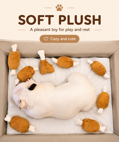 Squeaky Plush Chicken Leg Dog Toy | for Dogs & Cats | Durable Chewing & Photo Prop
