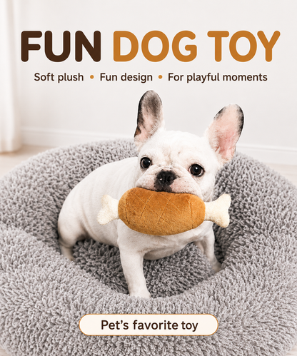 Squeaky Plush Chicken Leg Dog Toy | for Dogs & Cats | Durable Chewing & Photo Prop