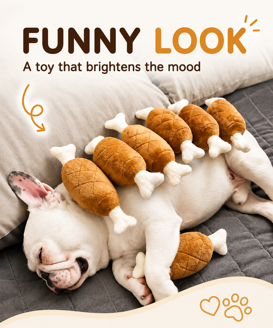Squeaky Plush Chicken Leg Dog Toy | for Dogs & Cats | Durable Chewing & Photo Prop