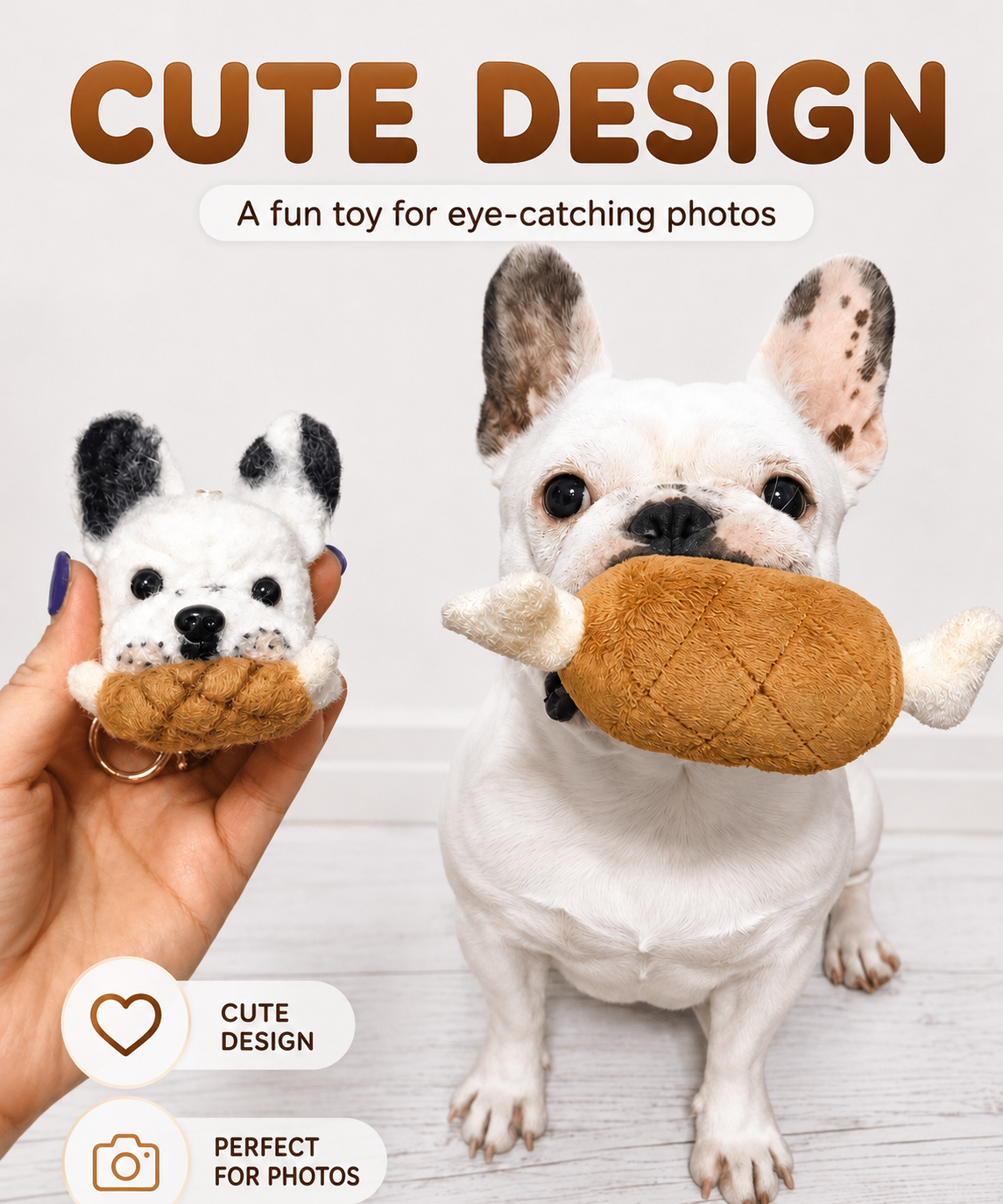 Squeaky Plush Chicken Leg Dog Toy | for Dogs & Cats | Durable Chewing & Photo Prop