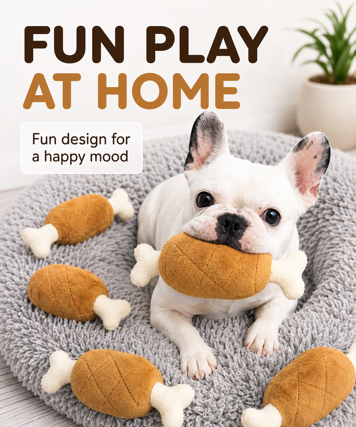 Squeaky Plush Chicken Leg Dog Toy | for Dogs & Cats | Durable Chewing & Photo Prop