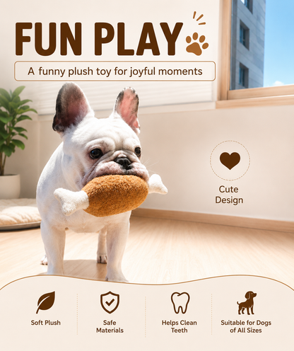 Squeaky Plush Chicken Leg Dog Toy | for Dogs & Cats | Durable Chewing & Photo Prop
