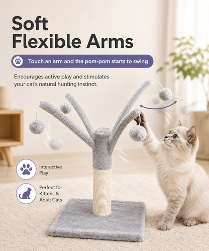 Interactive Cat Play Tree Toy with Scratching Post for Cats