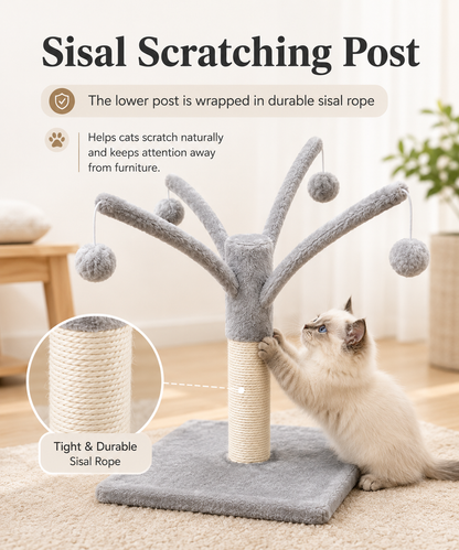 Interactive Cat Play Tree Toy with Scratching Post for Cats