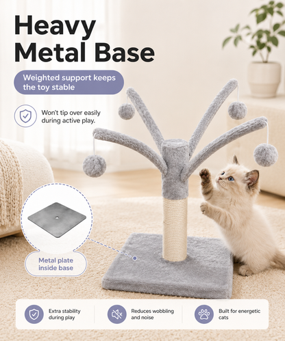 Interactive Cat Play Tree Toy with Scratching Post for Cats