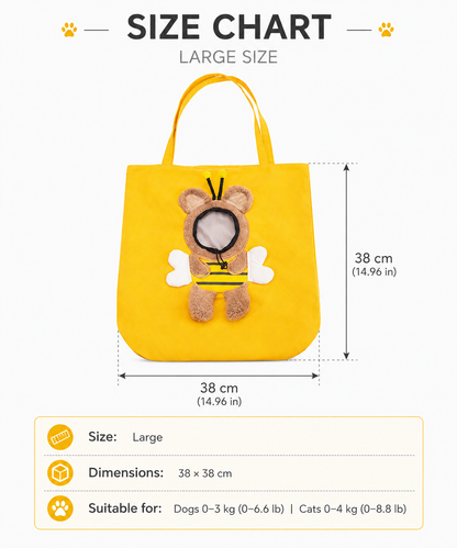 Cute Canvas Pet Carrier Tote Bag for Cats & Small Dogs, Breathable Head-Out Design for Travel & Walking