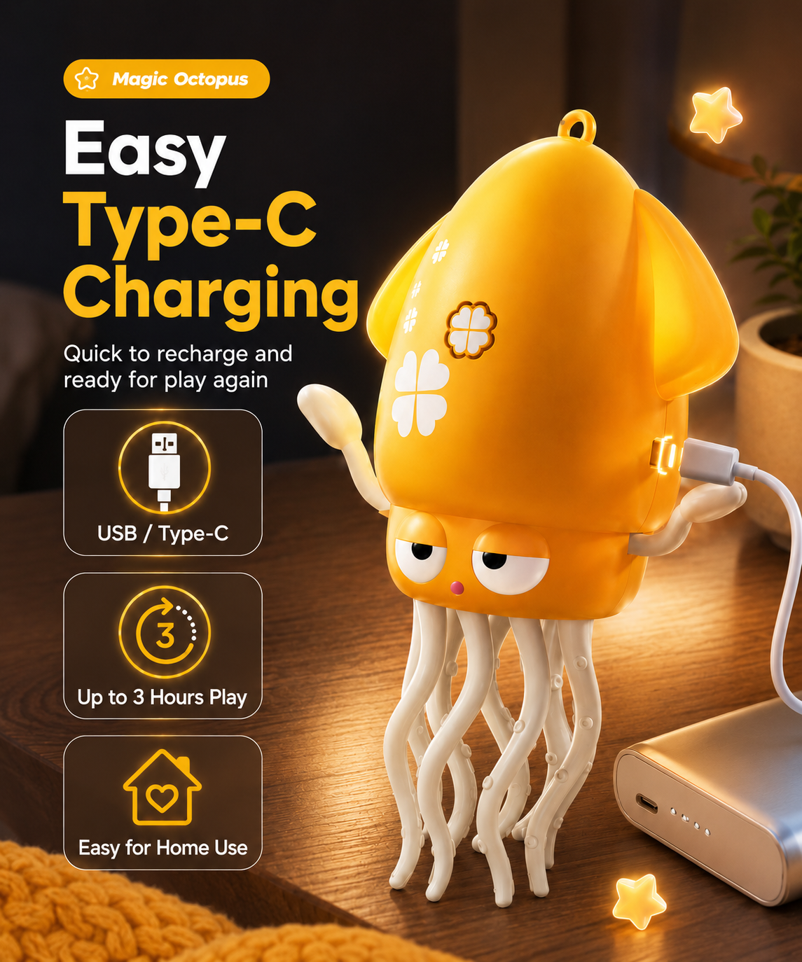 Interactive Octopus Toy for Cats for Play and Chin Massage
