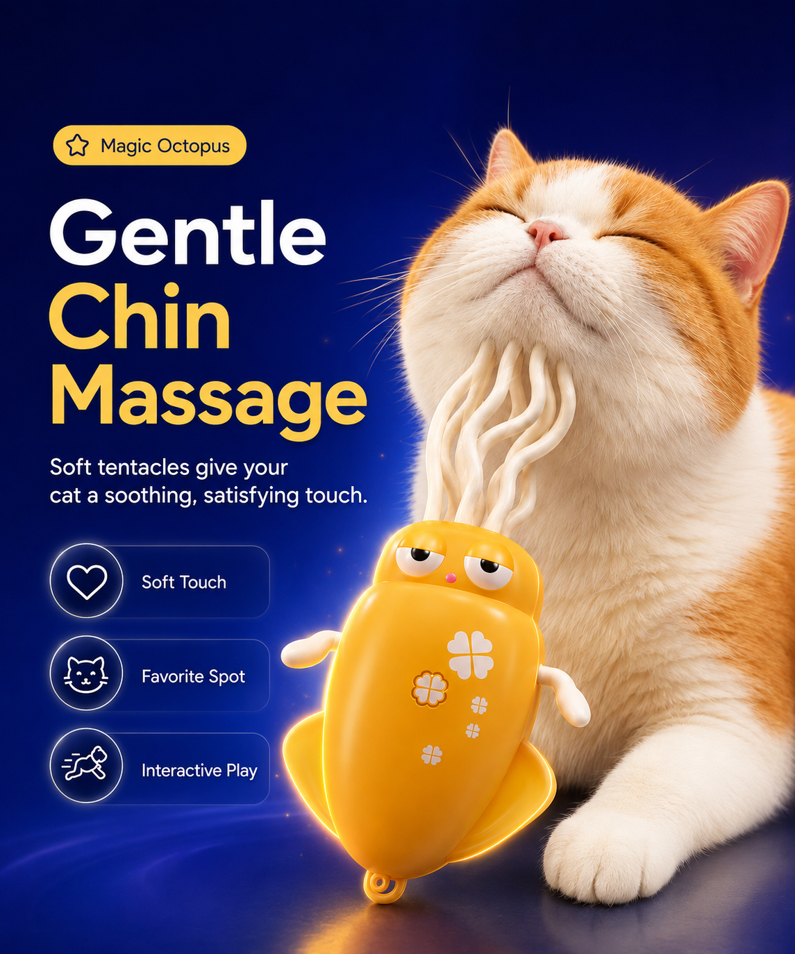 Interactive Octopus Toy for Cats for Play and Chin Massage