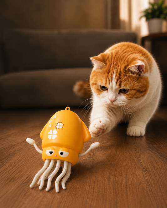 Interactive Octopus Toy for Cats for Play and Chin Massage